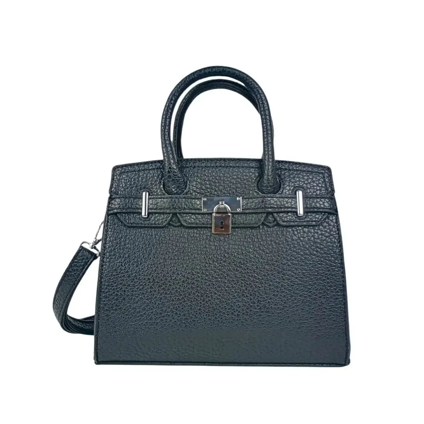 Borsa Elegante in Pelle Nera Martellata - borsetta mini pelle