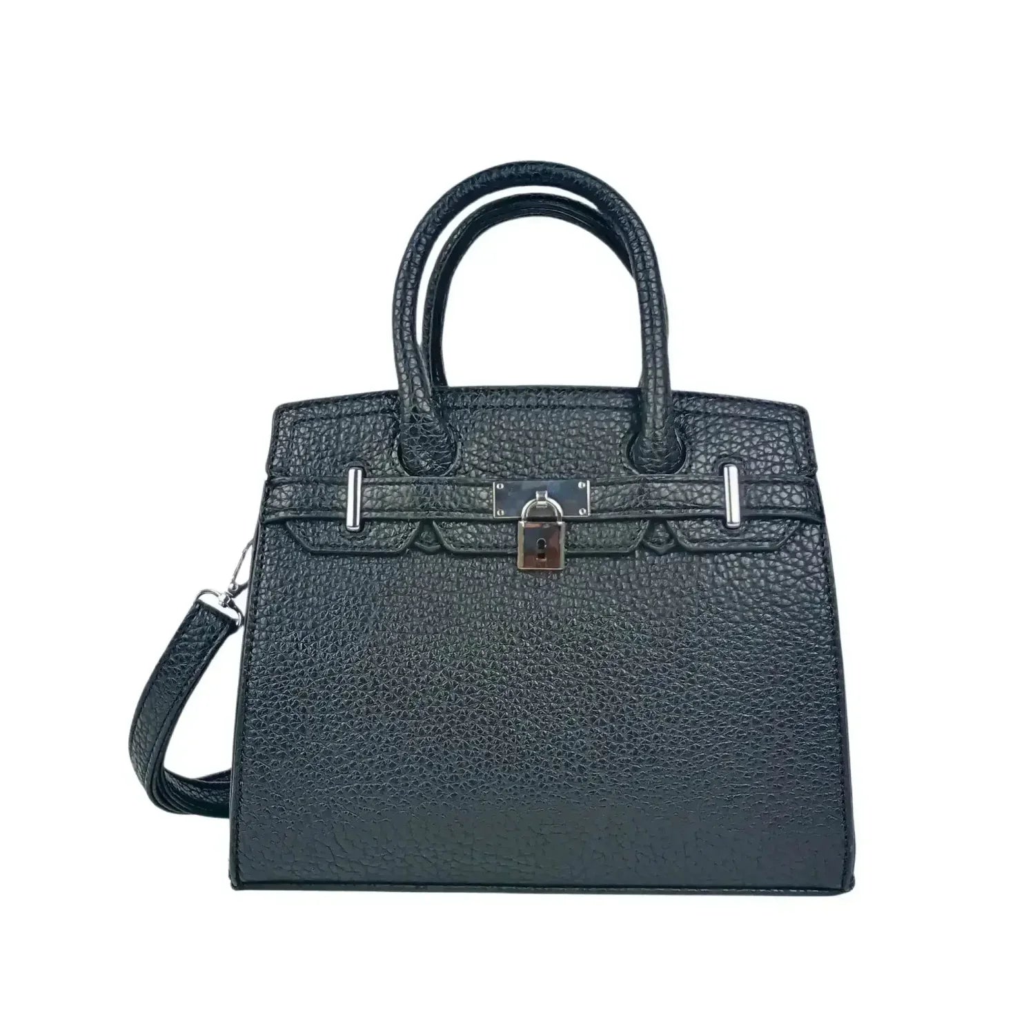 Borsa Elegante in Pelle Nera Martellata - borsetta mini pelle