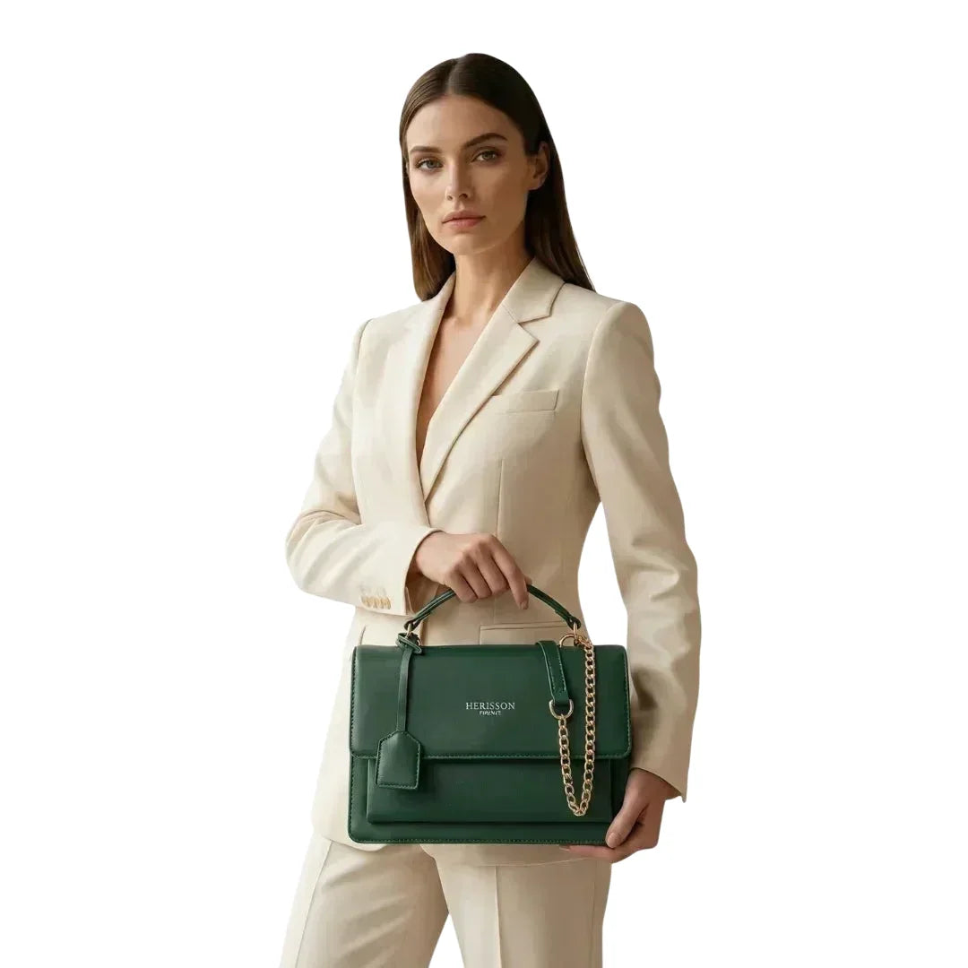 Borsa Herisson Firenze Leather Handbag in Pelle Verde - borsa tracolla pelle