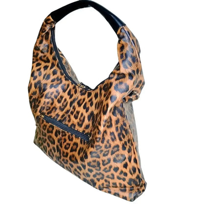 Borsa Hobo con Distintiva Stampa Leopardata - borsa hobo finta