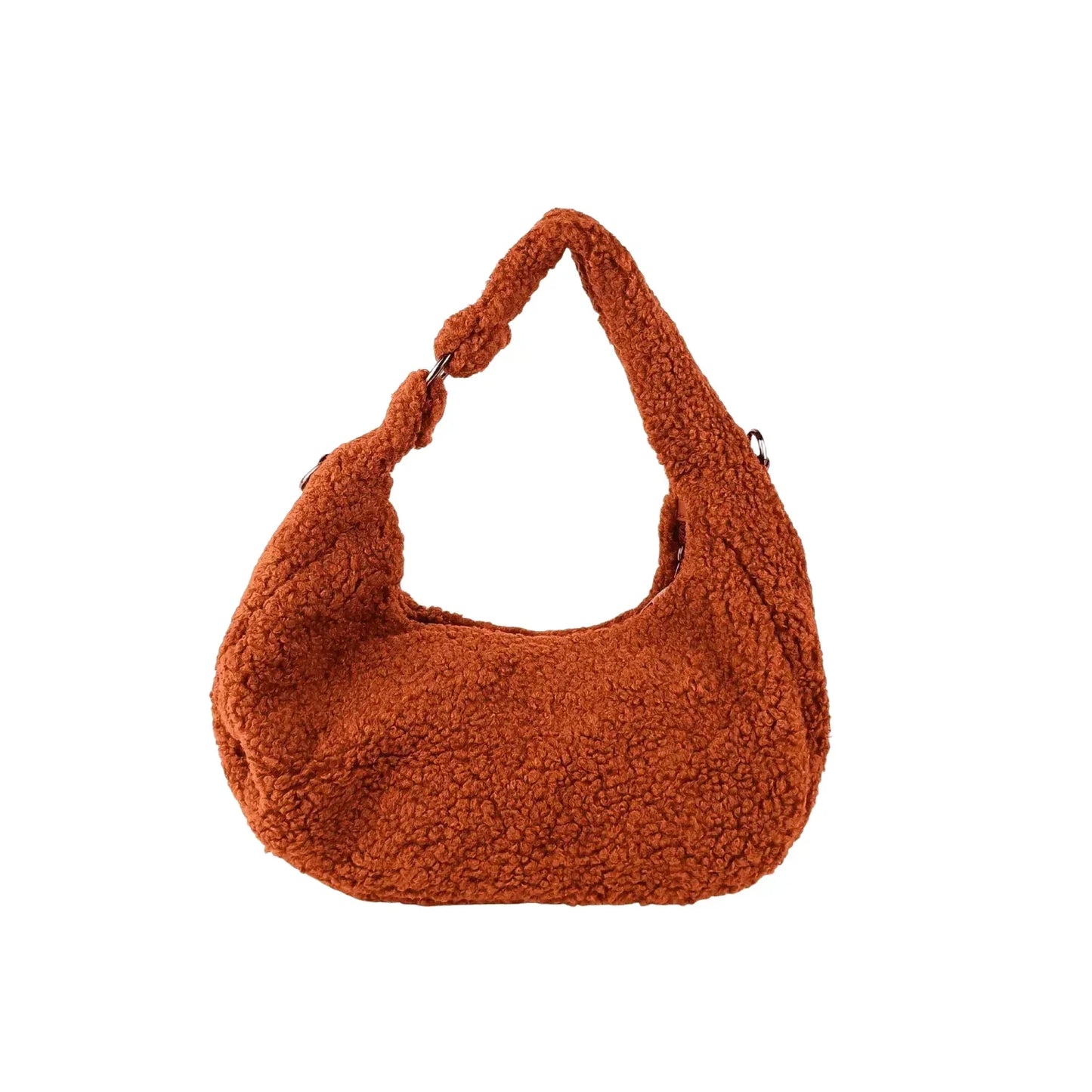 Borsa Hobo in Finta Pelle di Pecora Ruggine - borsa hobo stile