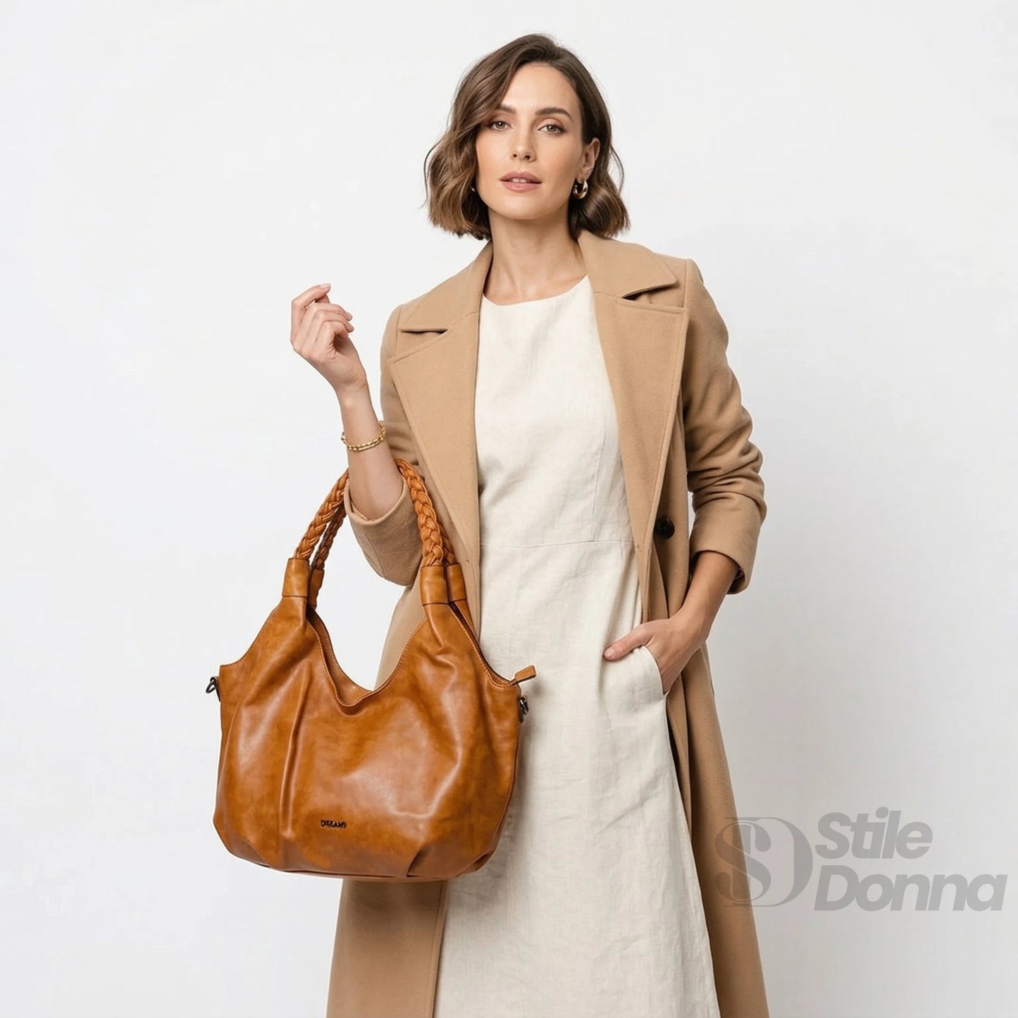 Borsa Hobo Shopping Bag in Pelle Cuoio - borsa hobo pelle