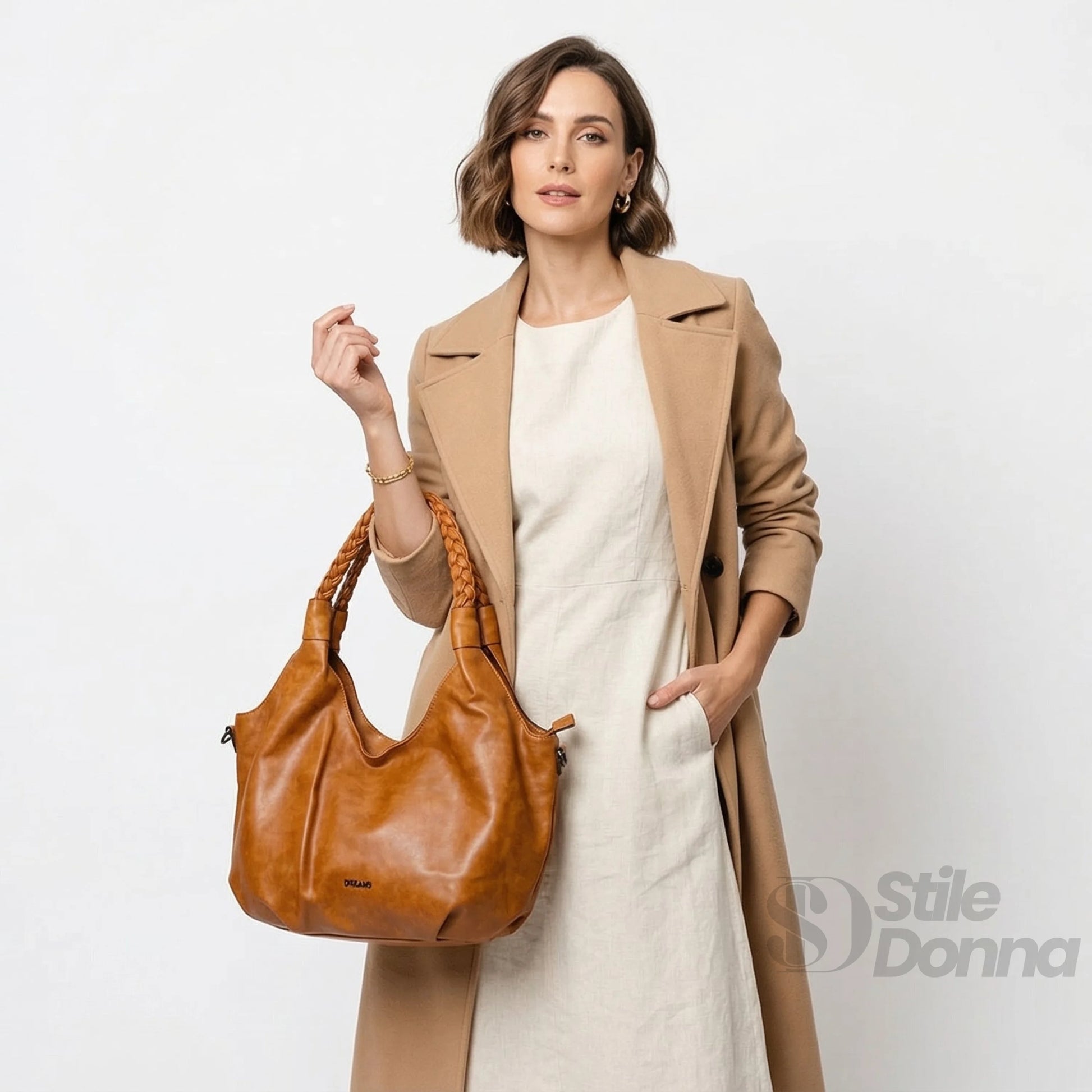 Borsa Hobo Shopping Bag in Pelle Cuoio - borsa hobo pelle