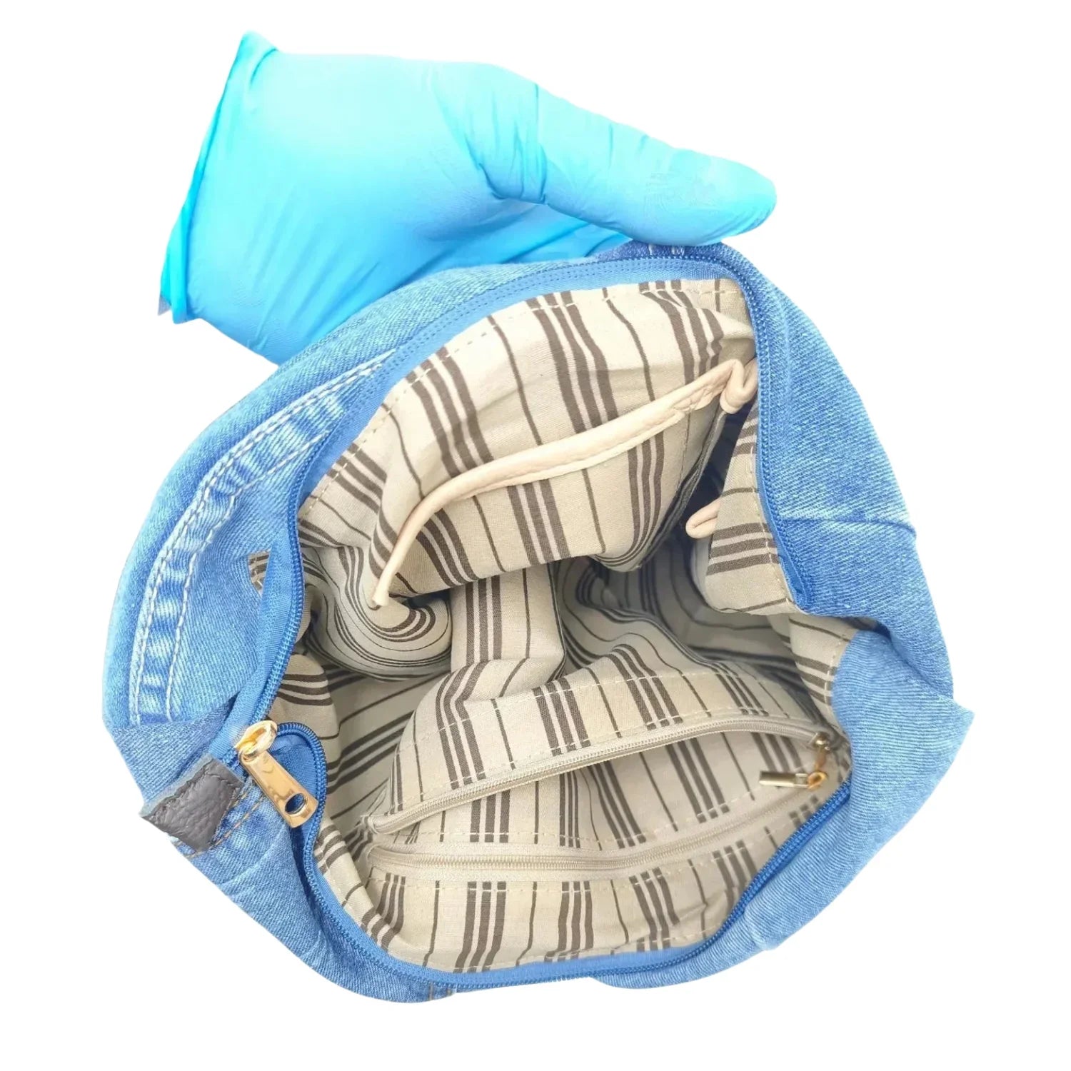 Borsa hobo tote in denim con stampa grafica - zaino blu