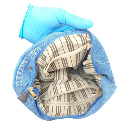 Borsa hobo tote in denim con stampa grafica - zaino blu