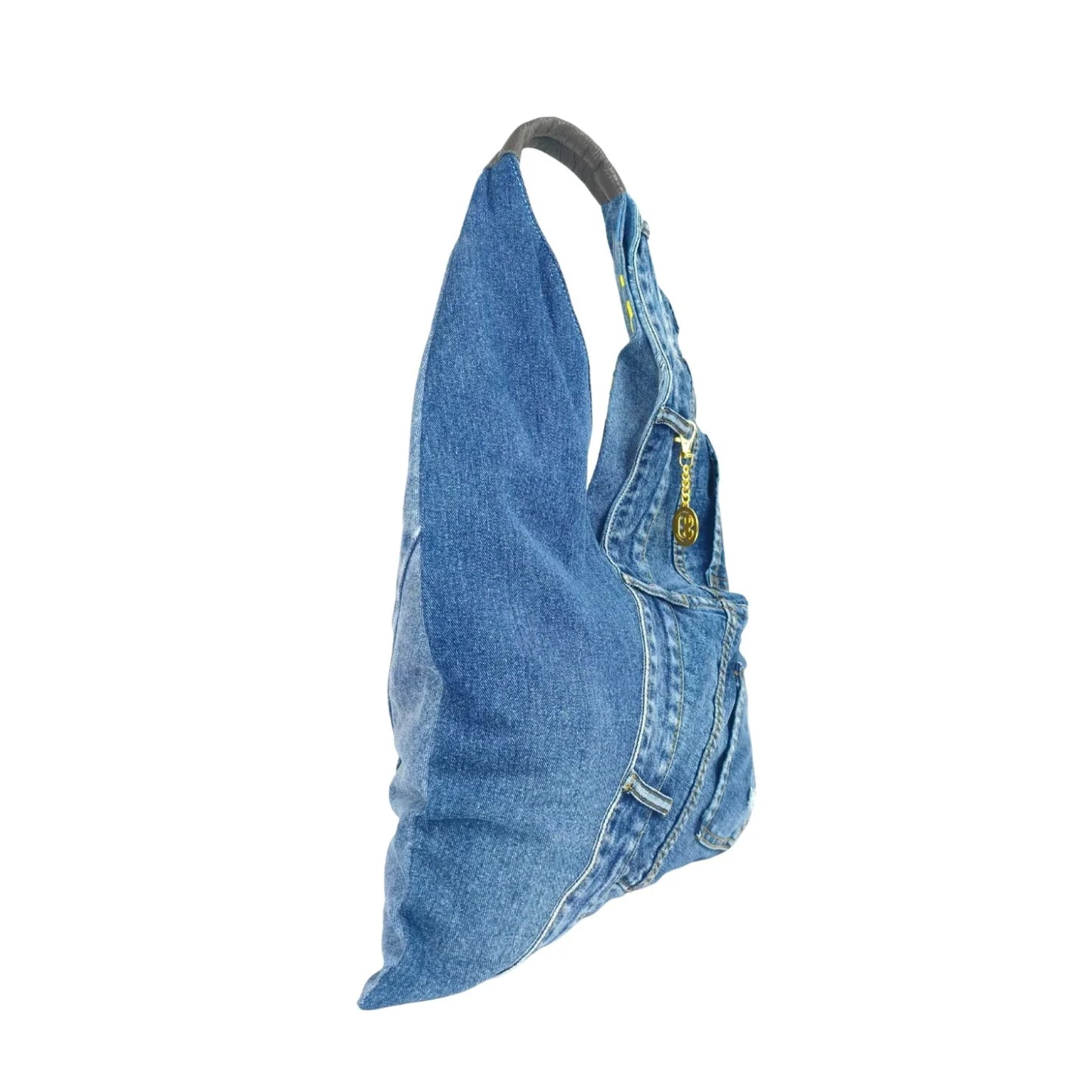 Borsa hobo tote in denim con stampa grafica - borsa tracolla