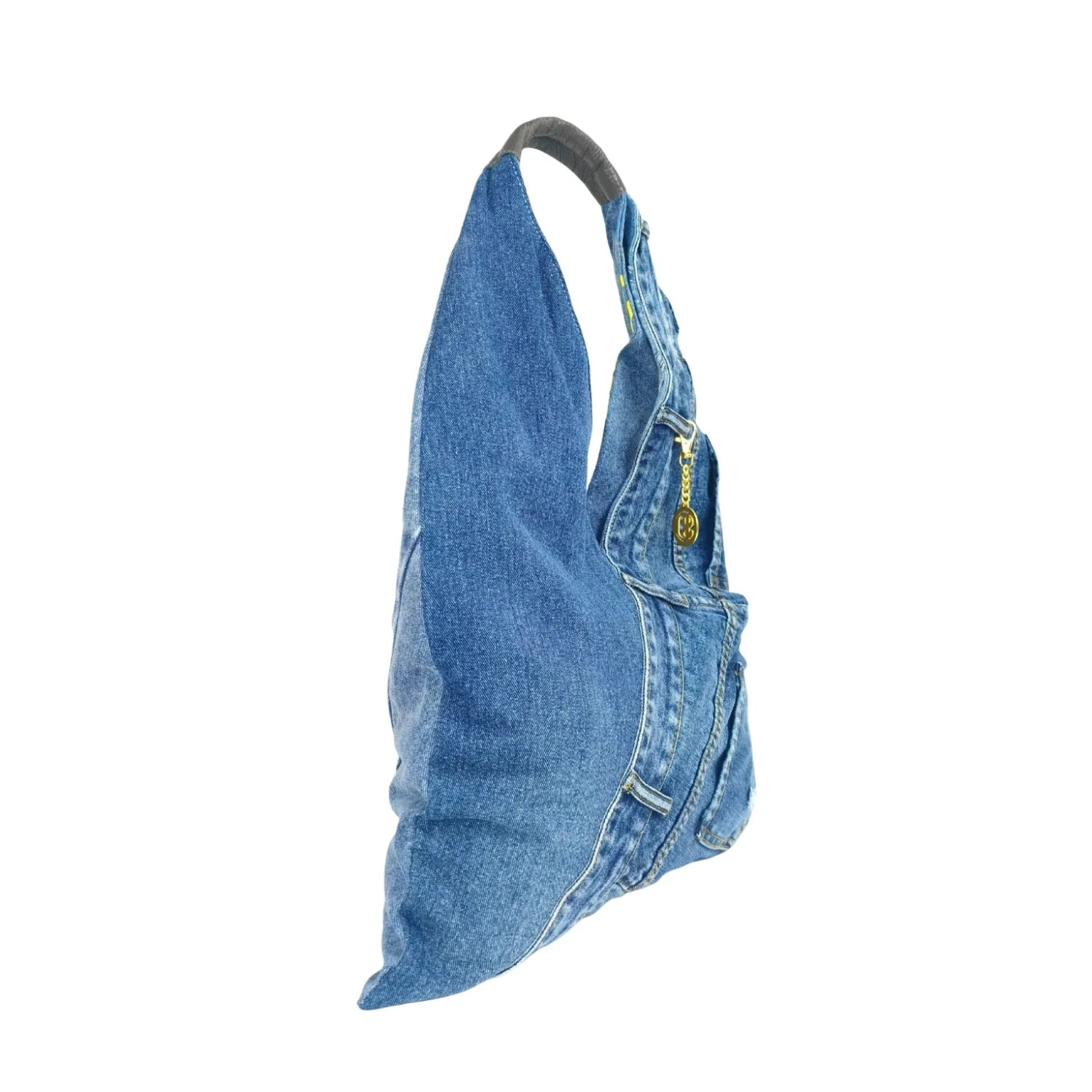 Borsa hobo tote in denim con stampa grafica - borsa tracolla
