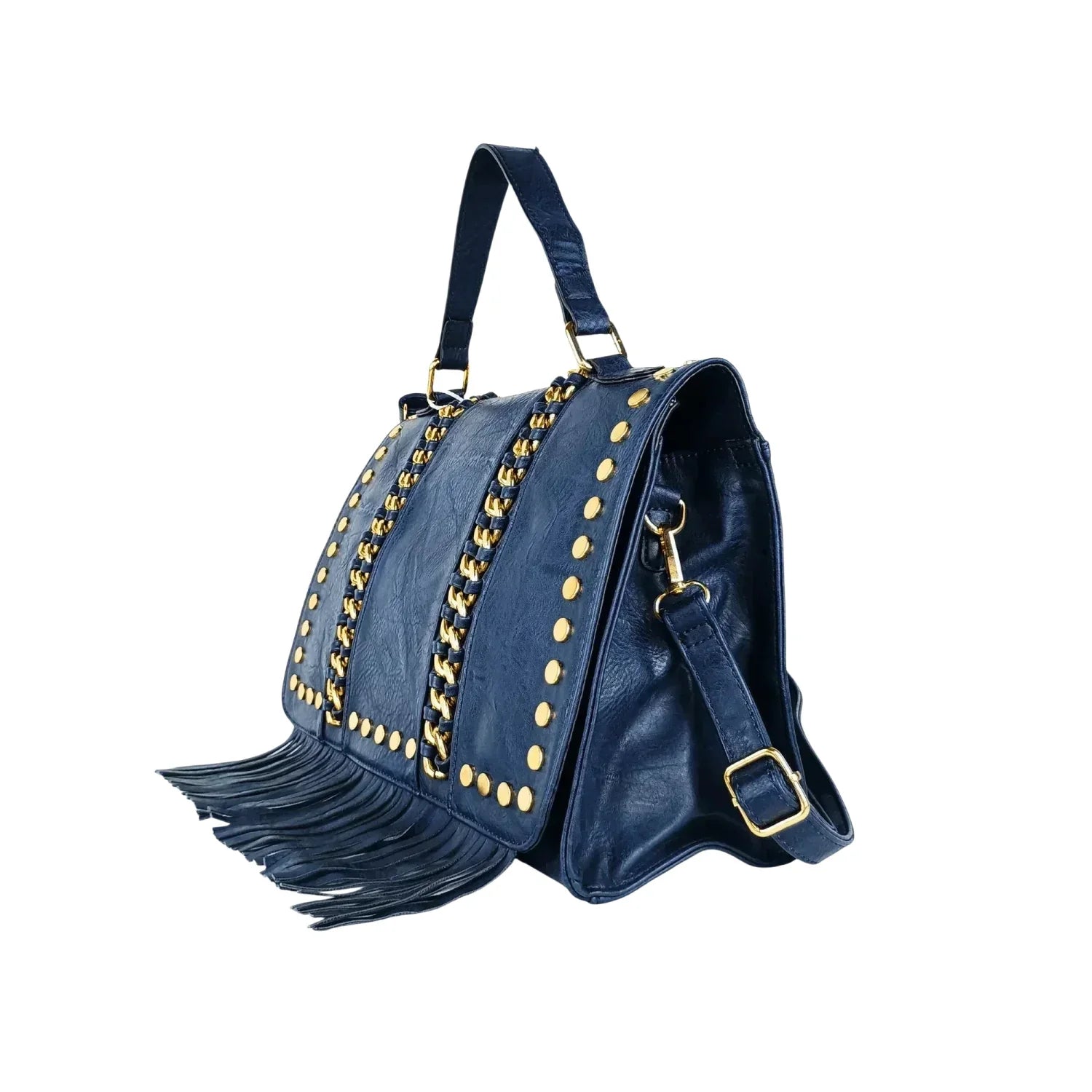 Borsa in ecopelle con tracolla removibile - borsa pelle blu