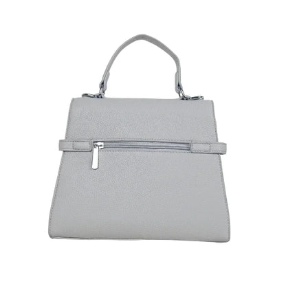 Borsa in pelle grigia con tracolla rimovibile - borsa