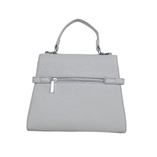 Borsa in pelle grigia con tracolla rimovibile - borsa