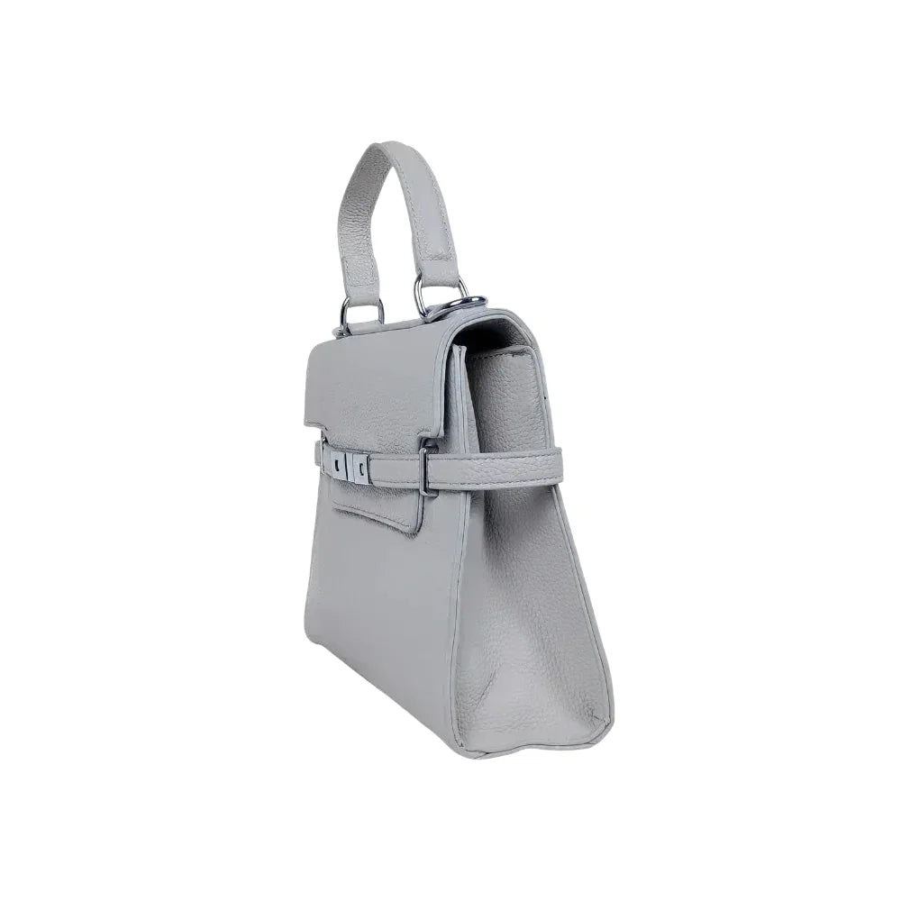 Borsa in pelle grigia con tracolla rimovibile - borsa grigio