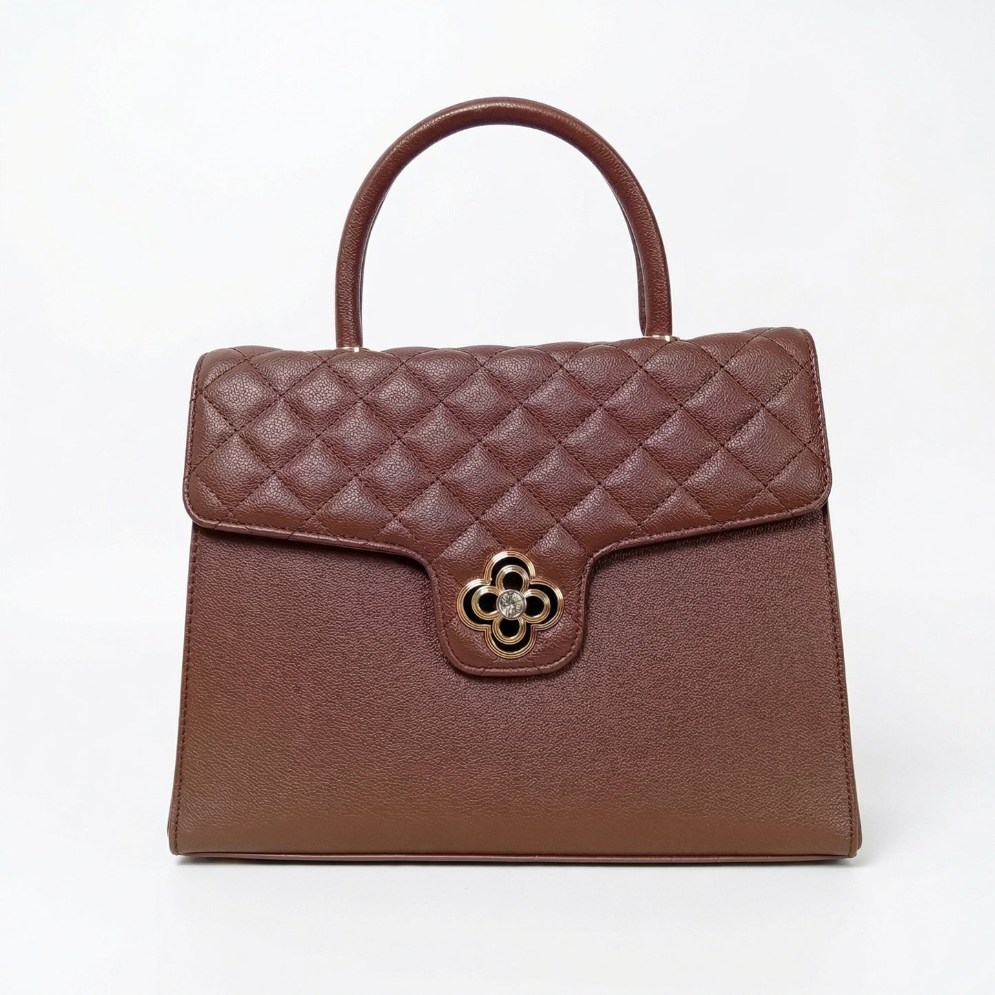 Borsa In Pelle PU Chiusura Quadrifoglio Metallo Oro Interno Microfibra Antistrappo by Stile Donna Bags