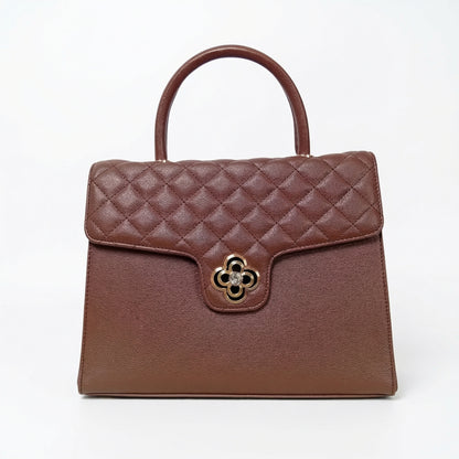 Borsa In Pelle PU Chiusura Quadrifoglio Metallo Oro Interno Microfibra Antistrappo by Stile Donna Bags