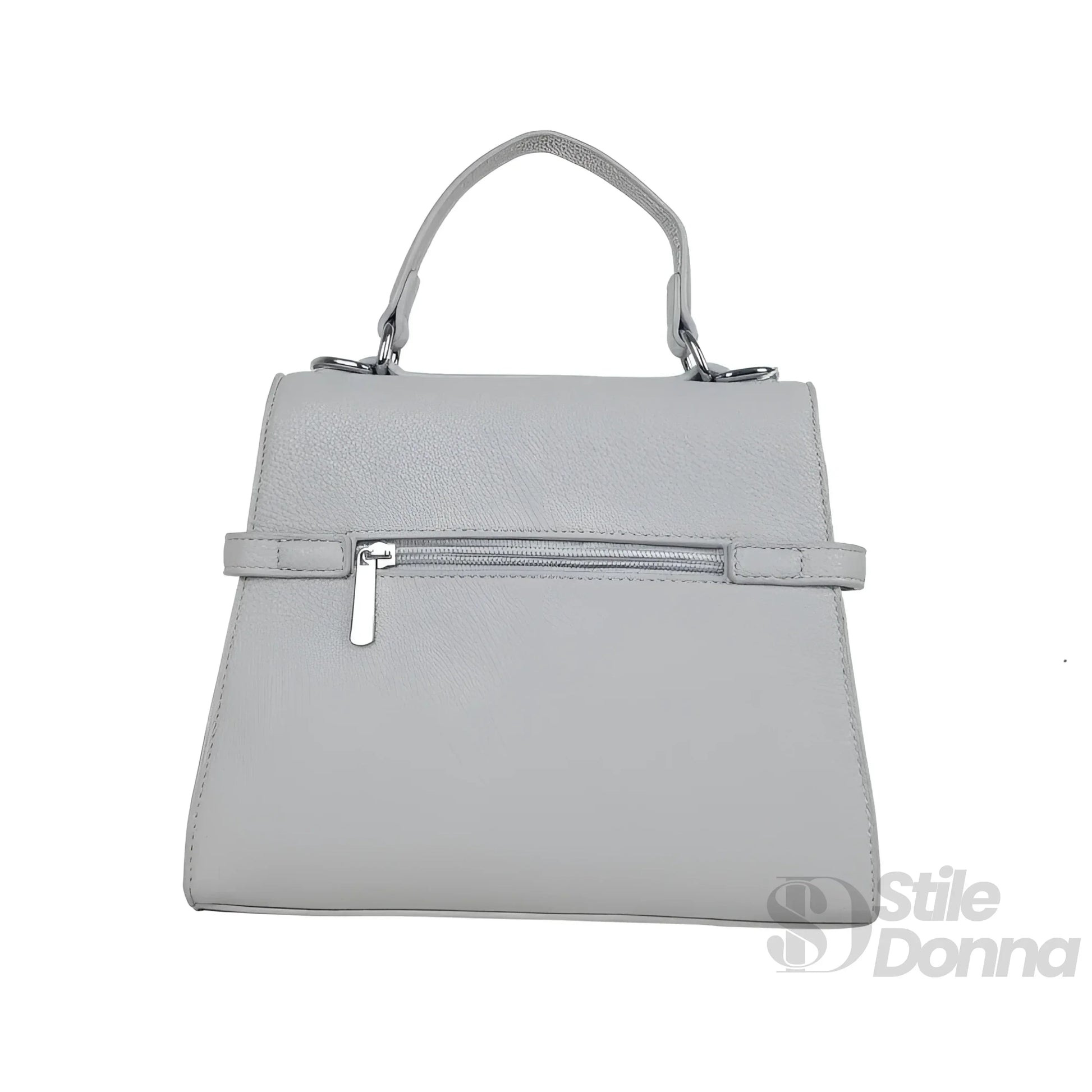 Borsa in pelle grigia con tracolla rimovibile - borsa