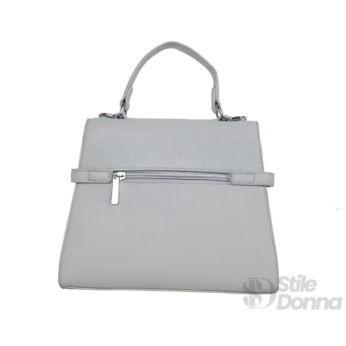 Borsa in pelle grigia con tracolla rimovibile - borsa