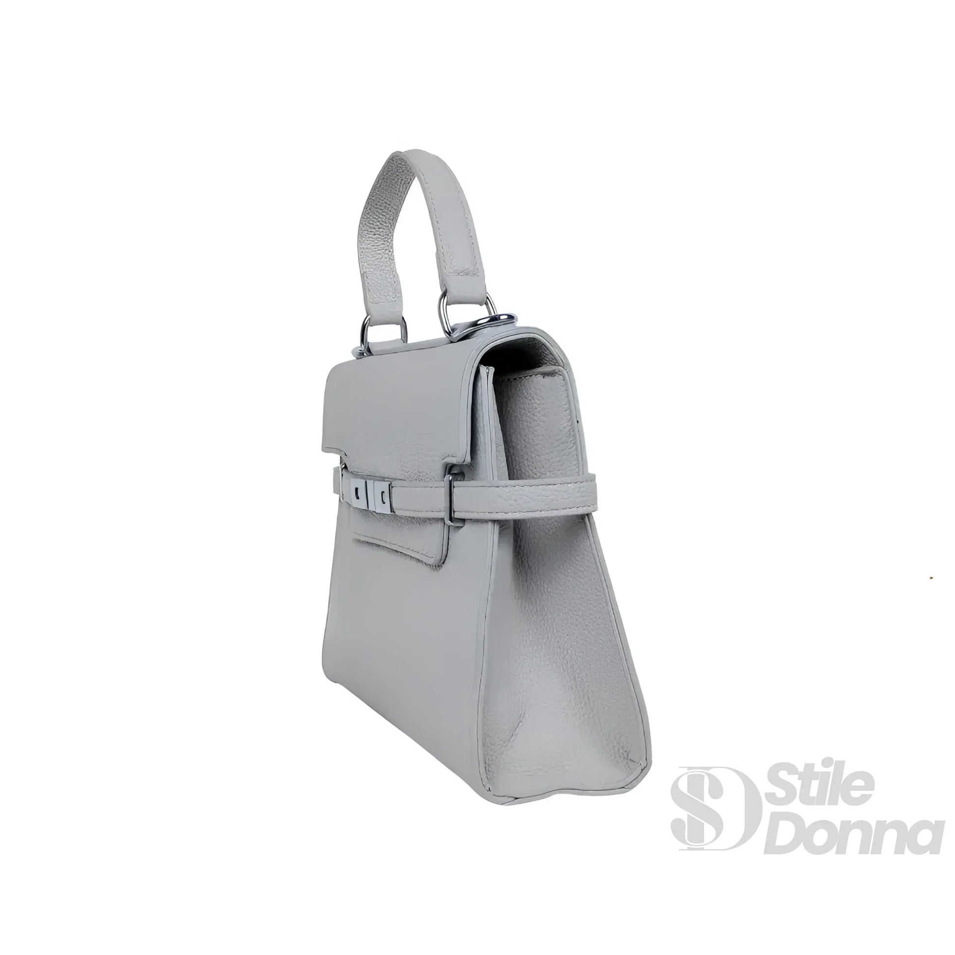 Borsa in pelle grigia con tracolla rimovibile - borsa grigio