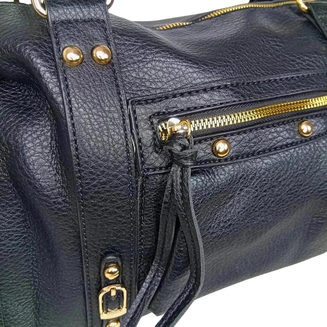 Borsa in pelle PU premium con hardware tono oro - borsa nera