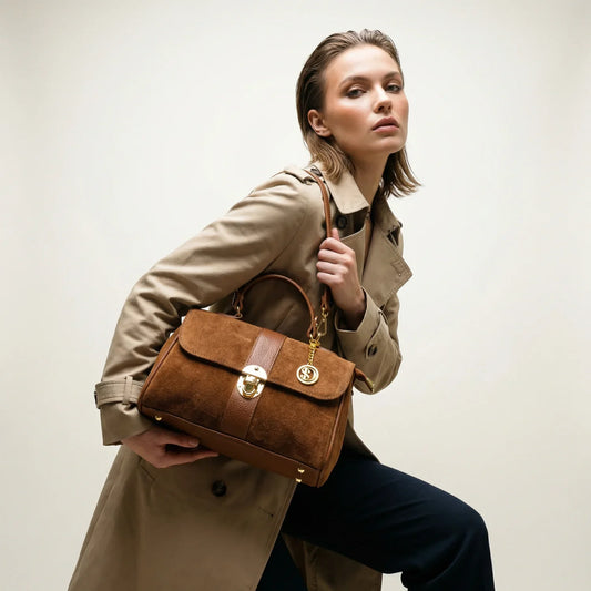Borsa in Pelle Scamosciata Venezia - borsa suede marrone