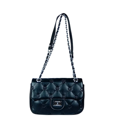 Borsa in Pelle Trapuntata con Tracolla a Catena Argento - borsa pelle trapuntata