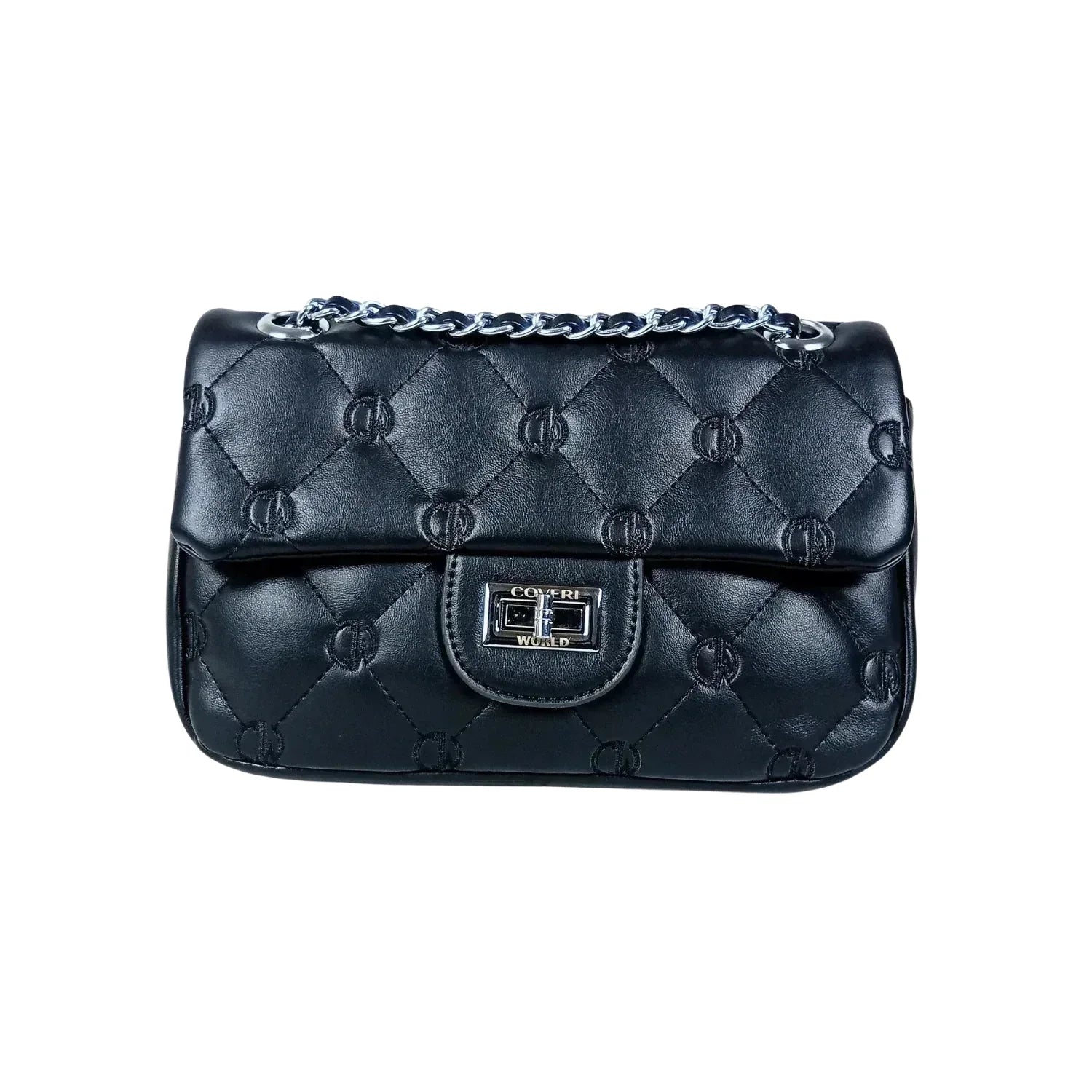 Borsa in Pelle Trapuntata con Tracolla a Catena Argento - borsa pelle trapuntata