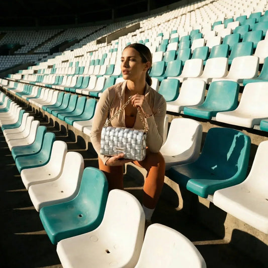 Borsa Intrecciata Argento Coconuda a Tracolla - borsa rete intrecciata