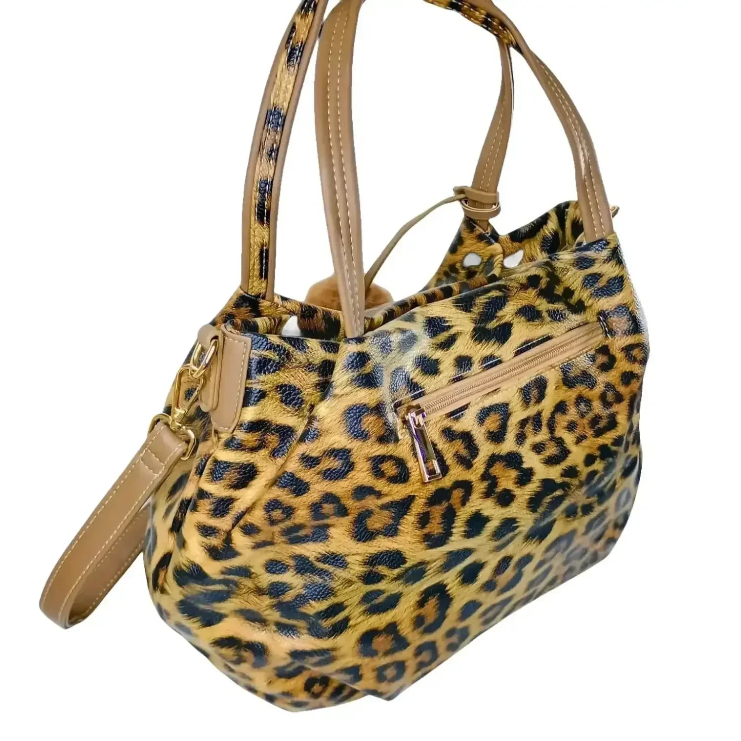 Borsa Leopardata con Tracolla in Pelle PU - borsa stampa leopardata
