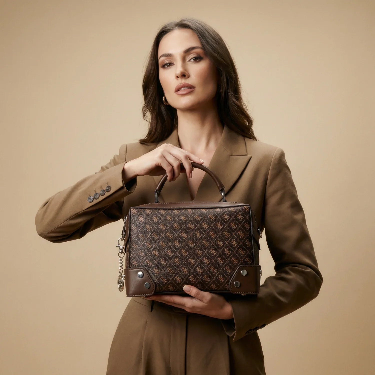 Borsa Mini Doctor Bag in Pelle con Monogramma - borsa pelle marrone