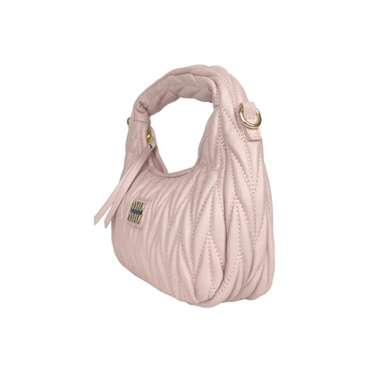 Borsa Miu trapuntata rosa cipria con tracolla regolabile - morbida borsa hobo