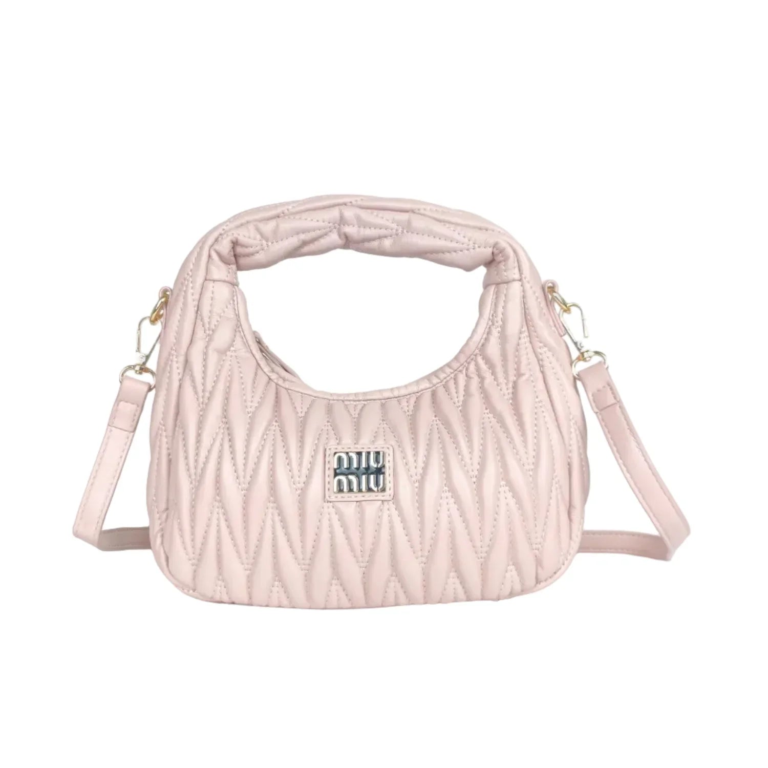 Borsa Miu trapuntata rosa cipria con tracolla regolabile - borsa miu