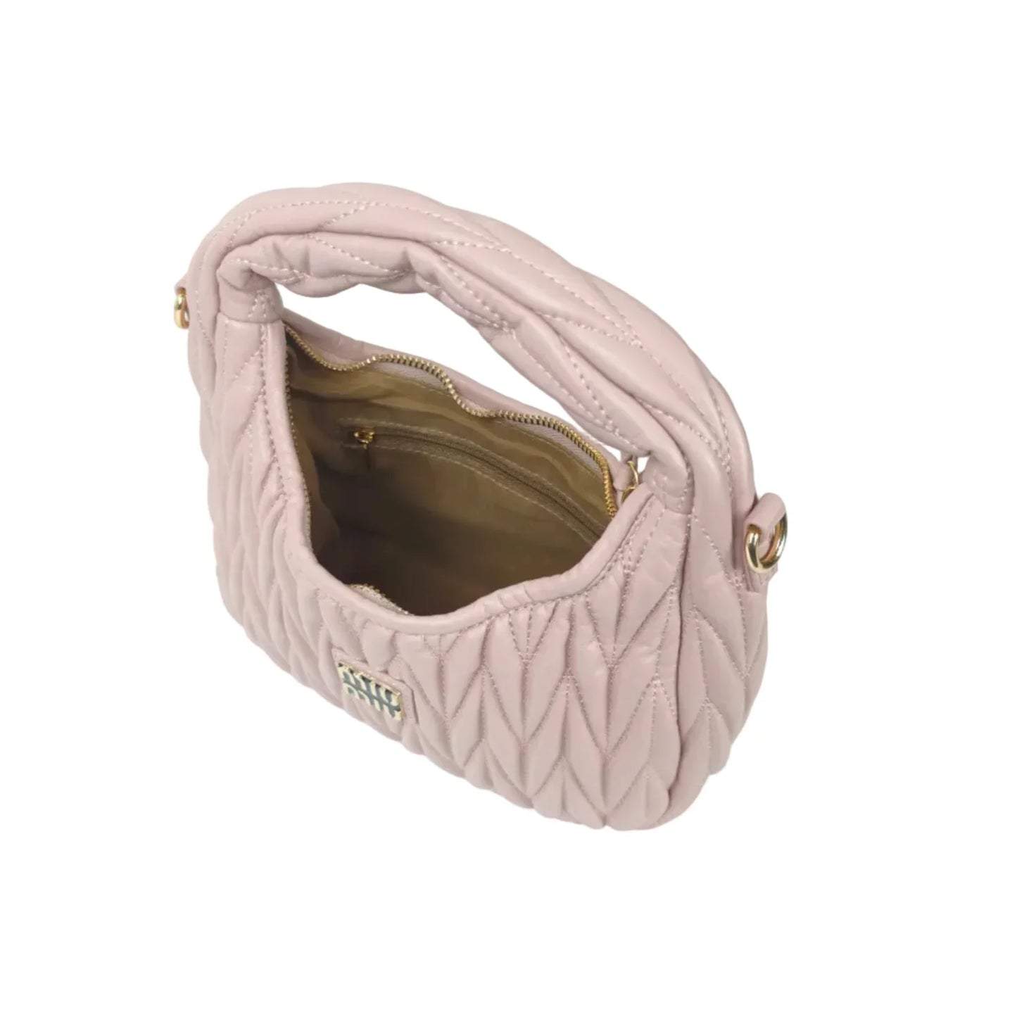 Borsa Miu trapuntata rosa cipria con tracolla regolabile - borsa