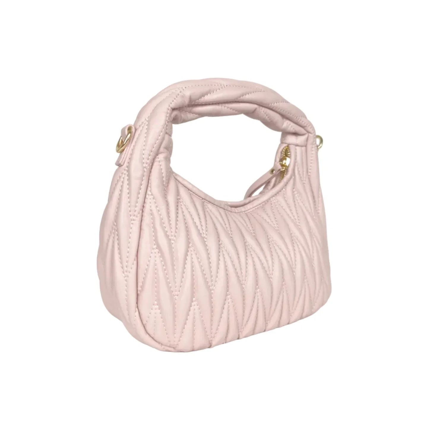 Borsa Miu trapuntata rosa cipria con tracolla regolabile - morbida borsa