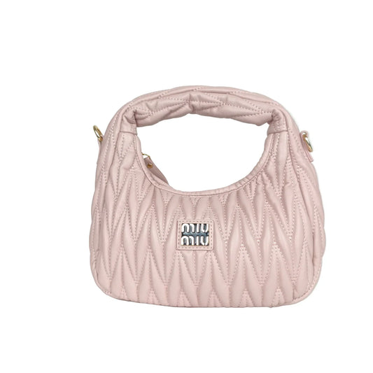 Borsa Miu trapuntata rosa cipria con tracolla regolabile - borsa miu