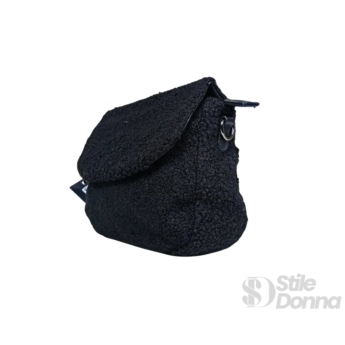 Borsa Nera con Manico in Pelle Intrecciata - borsa tracolla nera