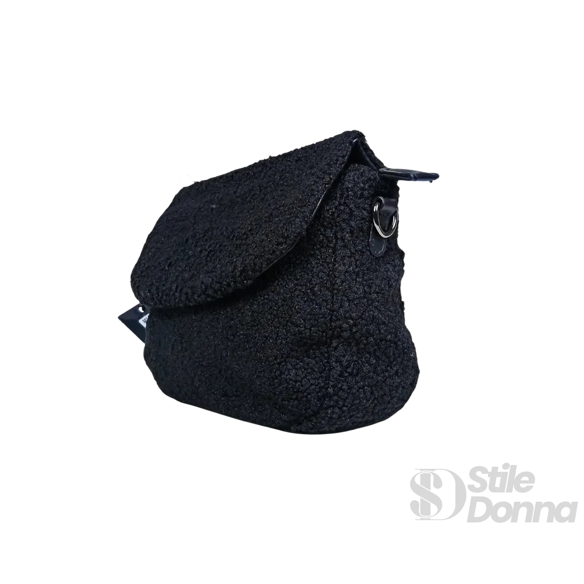 Borsa Nera con Manico in Pelle Intrecciata - borsa tracolla nera
