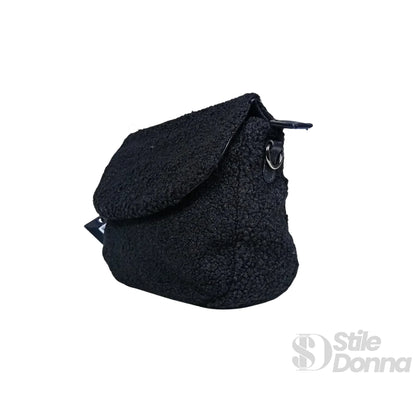 Borsa Nera con Manico in Pelle Intrecciata - borsa tracolla nera