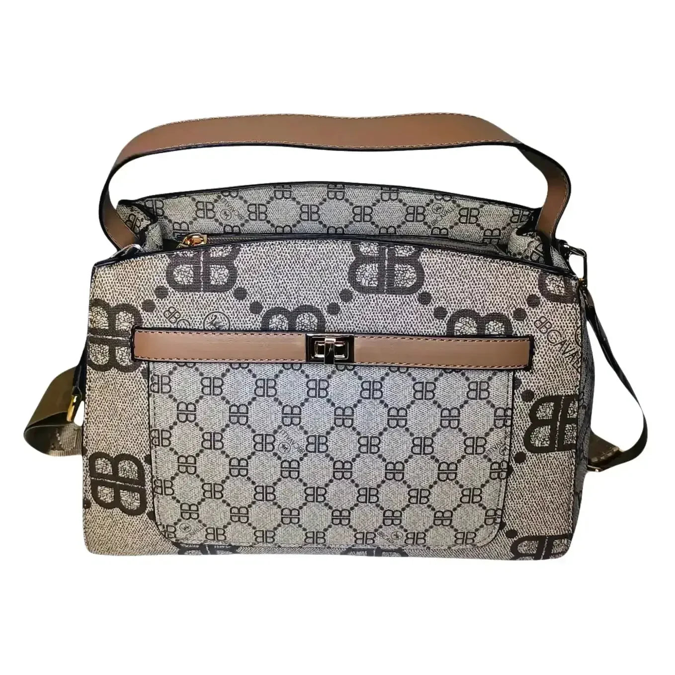 Borsa Satchel in Pelle con Motivo Monogramma - borsa motivo monogramma