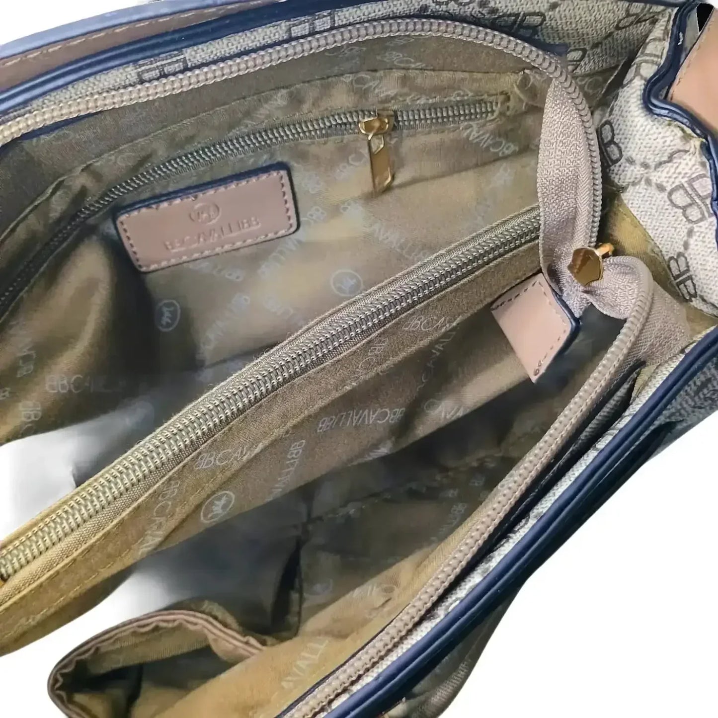 Borsa Satchel in Pelle con Motivo Monogramma - borsa motivo beige