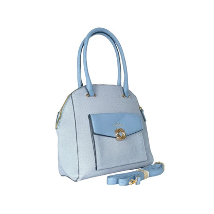 Borsa Strutturata Azzurra con Manico Superiore - borsa texture azzurra