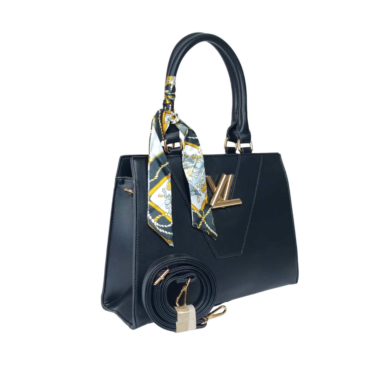 Borsa Tote Blush Luxe Top Handle in Pelle con Sciarpa - borsa pelle nera