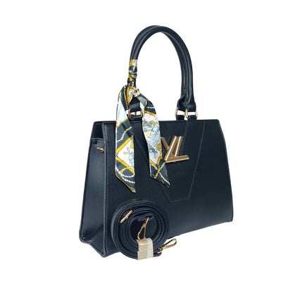 Borsa Tote Blush Luxe Top Handle in Pelle con Sciarpa - borsa pelle nera