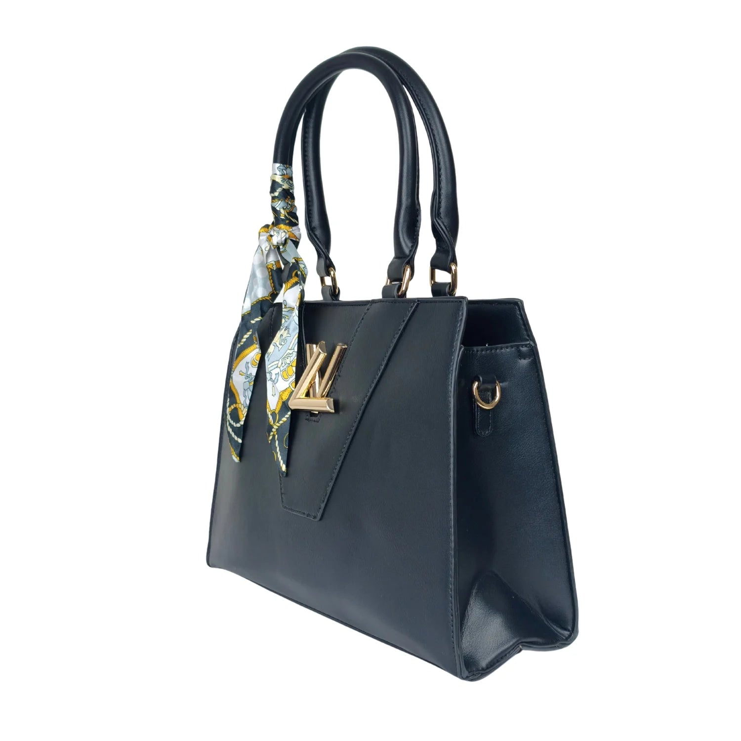 Borsa Tote Blush Luxe Top Handle in Pelle con Sciarpa - borsa pelle nera