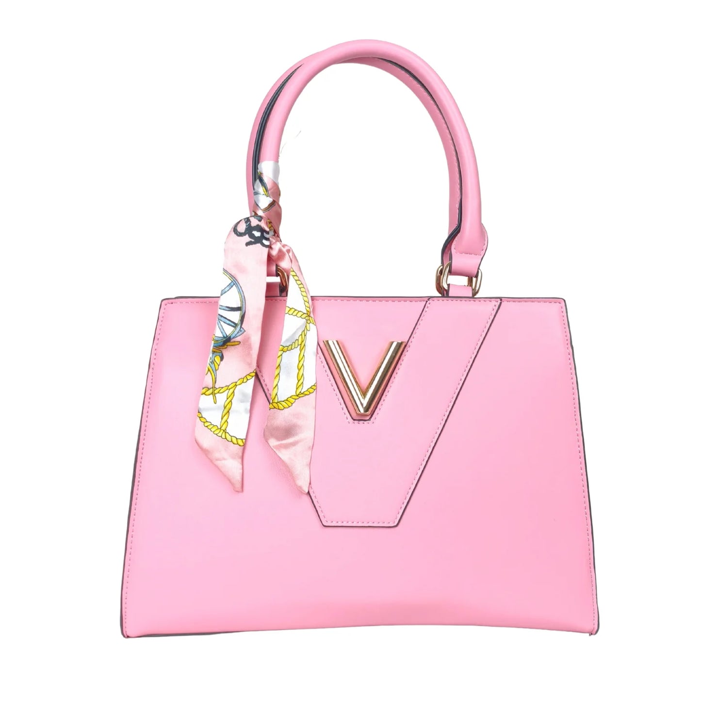 Borsa Tote Blush Luxe Top Handle in Pelle con Sciarpa - borsa rosa finitura