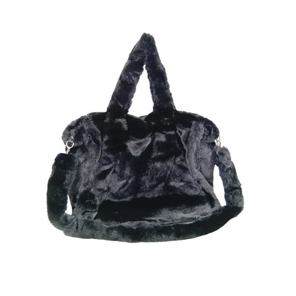 Borsa tote in pelliccia sintetica color crema - borsa finta