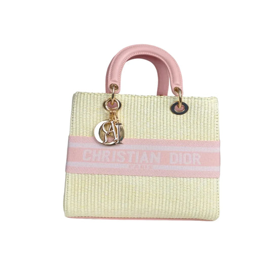 Borsa Tote Intrecciata Dior Rosa e Crema - borsa mano intrecciata