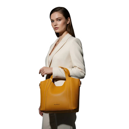 Borsa Tote Valentini SIBI in Pelle Giallo Senape - borsa tote pelle