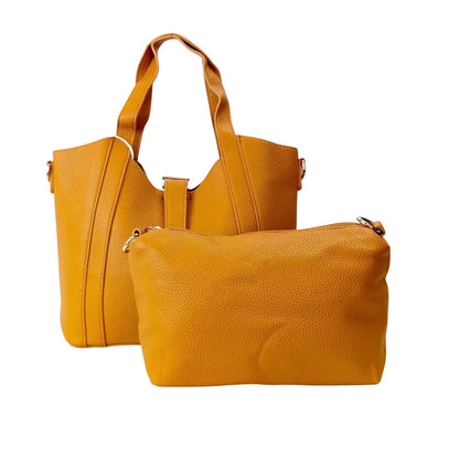 Borsa Tote Valentini SIBI in Pelle Giallo Senape - borsa tote pelle