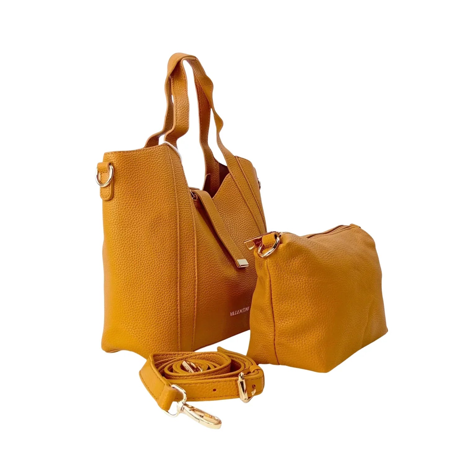 Borsa Tote Valentini SIBI in Pelle Giallo Senape - borsa tote pelle