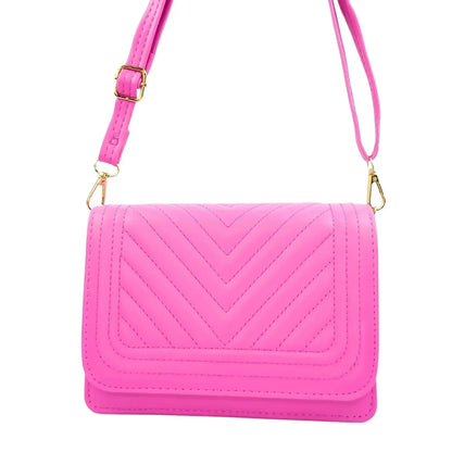 Borsa trapuntata rosa da donna con design a triangoli - vivace borsa tracolla