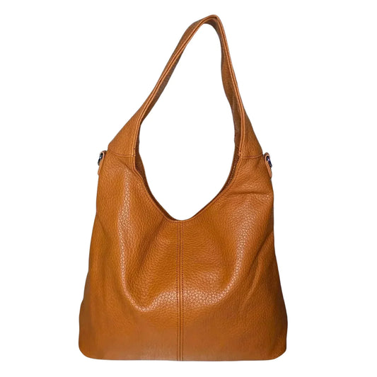 Brown Faux Leather Hobo Bag - MS-6813 - Stile Donna Bags