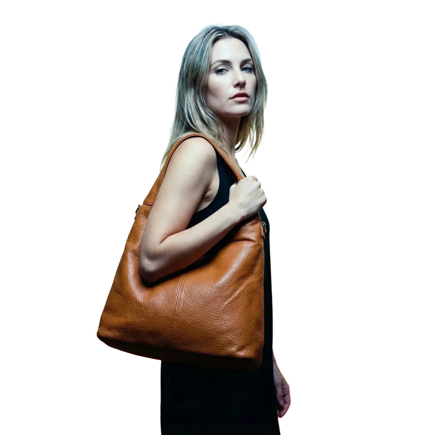 Brown Faux Leather Hobo Bag - MS-6813 - Stile Donna Bags